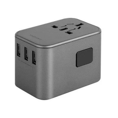 Energea Travelworld 2-Port Usb-C And 3-Port Usb-A 35W Pd Travel Adapter - Gunmetal